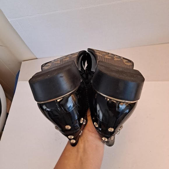 Mens Patent Leather Croc Embossed Shoes Gold Details/Trim/Studs Size 46 … - Picture 8 of 16